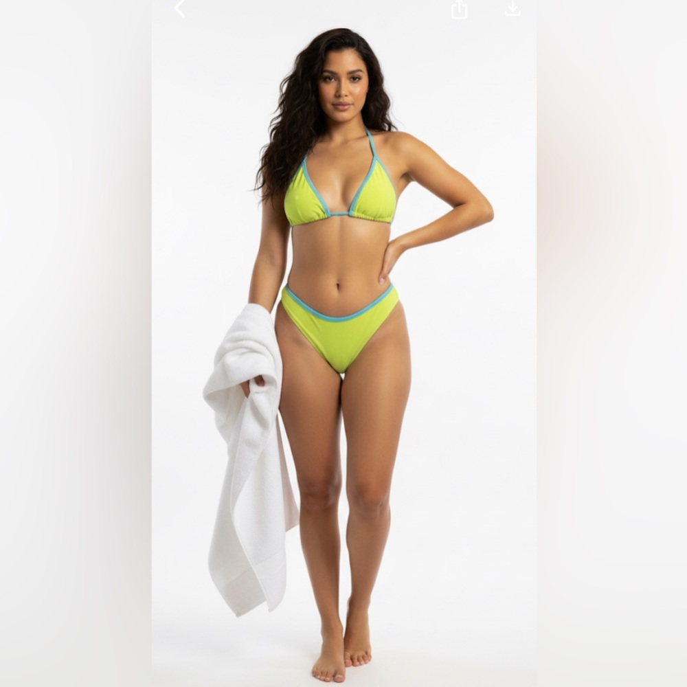 Frankie's Bikinis Lime and Blue Bikini Set